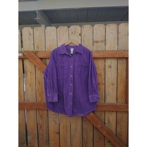 Vintage Roamans Corduroy Shacket Shirt Jacket Heavy  Plus Size 1X Purple